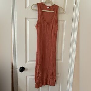 Coral stretch knit Gap sleeveless midi dress